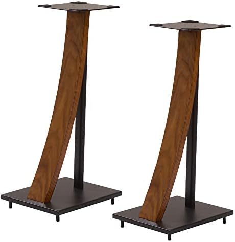 EXIMUS One Pair Fixed Height Universal Speaker Floor Stands with Real Wood - 290 Series (EX-290FM)