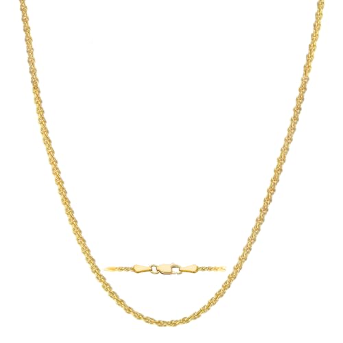 14K Yellow Gold Rope Chain Necklace for Women and Men 1.6mm/2.1mm/2.6mm/3.1mm 14K Solid Gold Necklace with lobster clasp