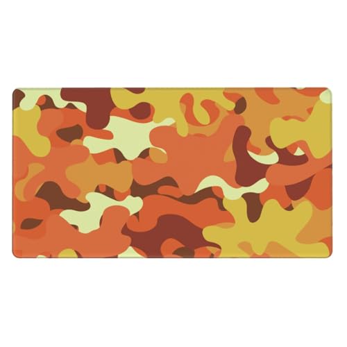 Tapis de souris de jeu anti-effilochage grand sous-main camouflage orange jaune