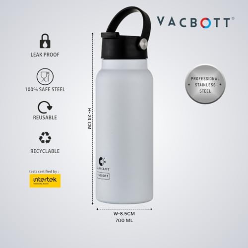 Image of CLAY CRAFT VACBOTT Phantom Double Walled |18 Hour Hot and 24 Hours Cold Water Bottle Vacuum Insulated|Flask Bottle 700ML, 1 Pcs|Easy to Carry|Hiking|Travel Bottle|BIS Certified|1 Year Limited Warranty