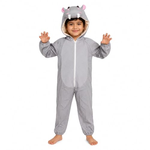 Image of Raj Costume Animal Fancy Dress Costume for Boys & Girls | Hooded Full Body Wildlife Zoo Animal Jumpsuit | Soft Costume for School Function, Fancy Dress, Halloween, Birthday, Cosplay & Role Play