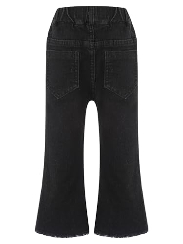 Bell Bottom Jeans for Kids Girls Elastic Waist Classic Flared Pants Retro Raw Hem Denim Pants2
