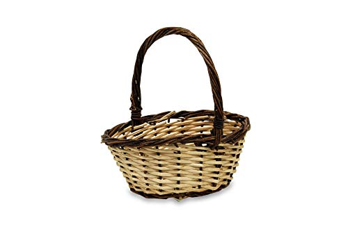 CESTA RUSTICA BORDE MARRON Cesta para setas de mimbre. Cesta para setas tradicional. Cesta para recoger rebollones. Cesta de mimbre para recoger rebollones (32 * 20 * 14/28)