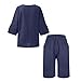 bawilom Womens Pant Sets Plus Size 3/4 Sleeve Tops and Capri Pants Loose Casual Lightweight 2 Piece Outfits with Pockets