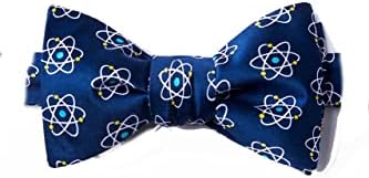 Men's Microfiber Atomic Nucleus Physics Butterfly Self Tie Bow Tie (Navy Blue)