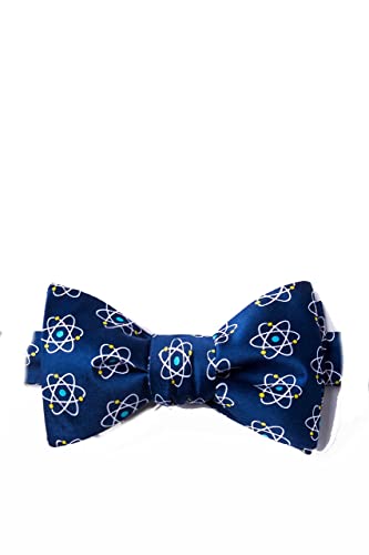 Men's Microfiber Atomic Nucleus Physics Butterfly Self Tie Bow Tie (Navy Blue)