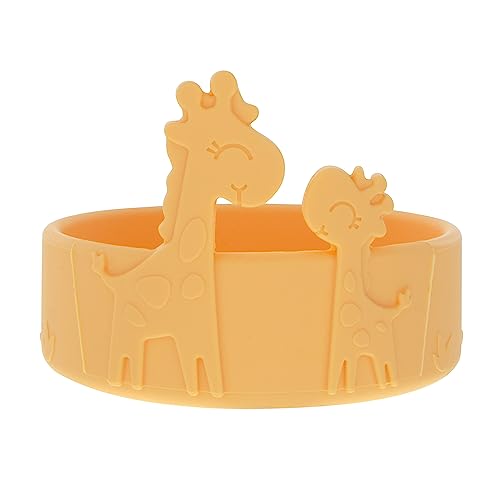 Image of Nuby Animal Friend Silicone Round Bowl - Toddler Bowl - 6+ Months - Yellow Giraffe Bowl