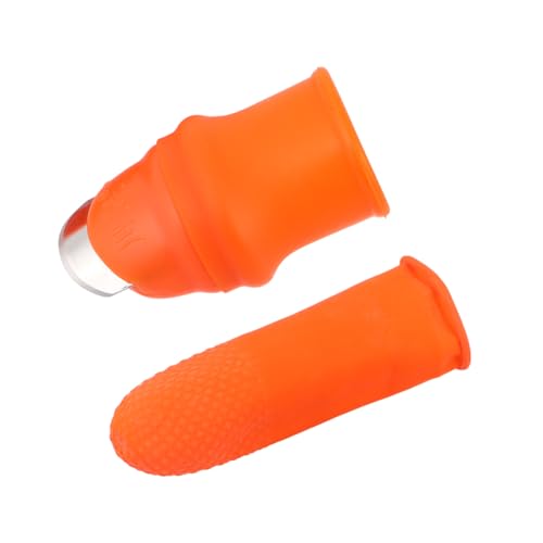 Kisangel 3 Pcs Garden Silicone Thumb Separator Finger Harvesting Tool for Women, Small Size, Orange, Stainless Steel, Ideal for Vegetable Pruning