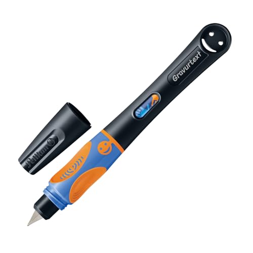 Pelikan griffix® Füllhalter für Rechtshänder, Neon Black, mit Laser-Gravur, Ergonomisches Schreiblernsystem