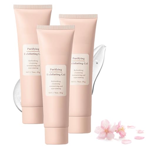 Purifying Exfoliating Gel,Facial Exfoliator Cleanser,Natural Exfoli ating Gel Purifying Cream,Deep Cleansing Face and Body Exfoliating Scrub Gels for All Skin (3Pcs)