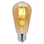 Long Life Lamp Company Edison Classics 2w Vintage LED Filament Bulb Teardrop Spiral ST58 Smoke Gold Glass E27 Edison Screw