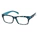 SA106 Graphic Pen Drawing Print Narrow Horn Plastic Eyeglasses Blue