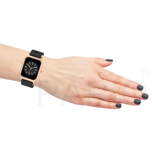 Image of PAPIO Rectangle Dial Analog Women's Fashion Wrist Watches, Silicone Strap, Quartz Movement