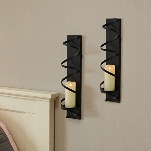 Wall Candle Holder - Metal Spiral Candle Sconces Wall Decor Set of 2,Black