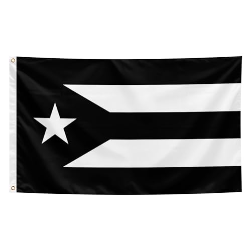 Puerto Rico Black Flag 3x5 Feet,Puerto Rican National Flag Polyester with Brass Grommets, Vivid Color, for Events Party Street Indoor Outdoor Decoration