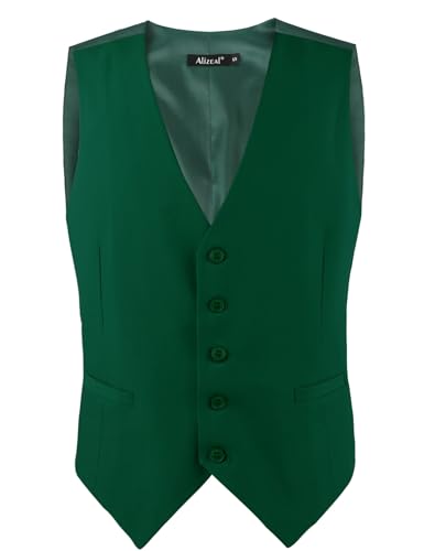 Image of Alizeal Mens Classic Solid Suit Vest Regular Fit Tuxedo Waistcoat | Classic for Wedding Business Daily Wear Wedding