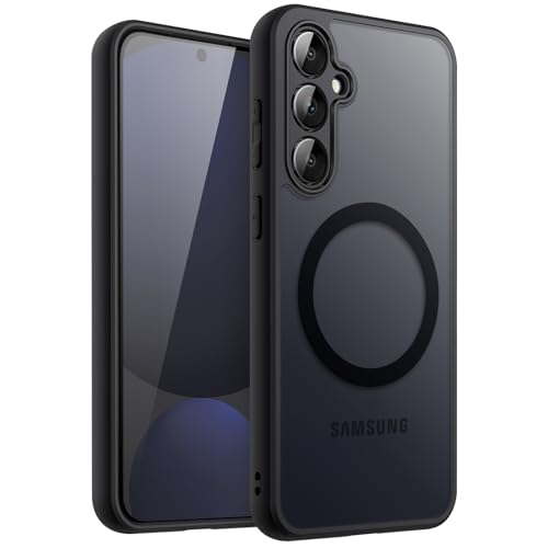 JETech Funda Magnética para Samsung Galaxy S24 FE, Compatible con MagSafe, Carcasa Antigolpes Translúcida Mate Respaldo (Negro)