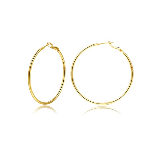 Creolen aus Sterling Silber,Gold Silber große Creolens für Damen 14 Karat...