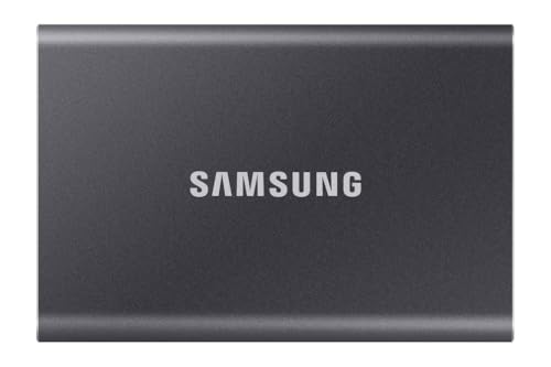 Samsung Portable SSD T7, 4 TB, USB 3.2 Gen.2, 1,050 MB/s read, 1,000 MB/s write, external hard drive for iPhone, Mac, PC, smartphone and game console, grey, MU-PC4T0T/WW