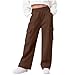 Girls Boys Straight Leg Cargo Pants Casual Elastic Waist Loose Sweatpants Trousers with Pockets for Kids 5-15 Years