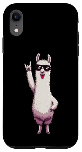 Cool Llama Tongue Out Rock Sign �A�j�}���O���t�B�b�N�T���O���X �X�}�z�P�[�X iPhone XR �p