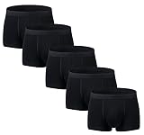 Aserlin Men's Underwear Boxer Briefs Cotton Huge Pouch Trunks Underwear 5 Pack-U-5Black-XL