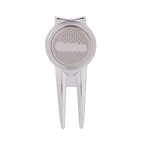 Phefop Marcador de Bola Magnético, Accesorio de, Herramienta Ligera de Reparación de Divot de Aleación de Zinc, Conveniente de Llevar para Golfistas (D103 Plata)
