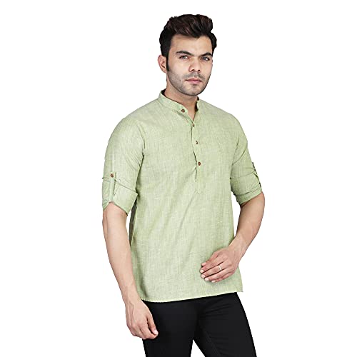 Image of TAHVO Men's Casual Cotton Kurta Shirt, Short Kurta