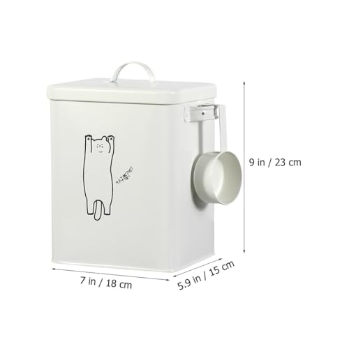 Boîte de rangement nourriture de chien en tôle blanche premium - 3