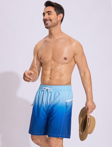 SILKWORLD Men Swim Trunks with Compression Liner 7" Bathing Suits Quick Dry Swimming Shorts with Zipper Pocket2