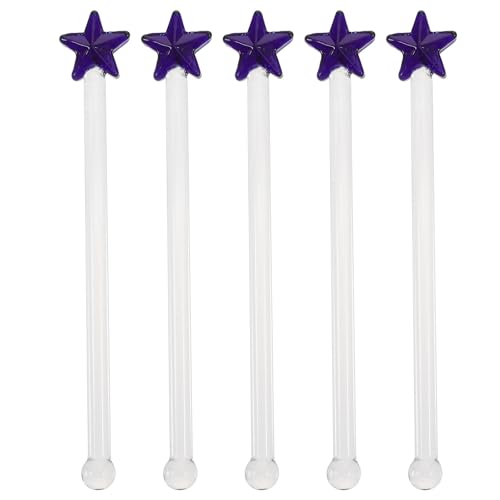 LABRIMP Palillos Mezcladores de Vidrio para Bebidas y Vino, 5 Piezas Resistentes al Calor Superficie Pulida, Uso en Cocina y Fiestas Reutilizable Color Aleatorio