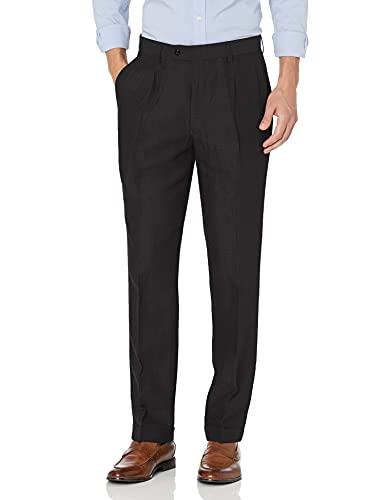 Louis Raphael Men's Linen Blend Pleated Straight Fit Dress Pant