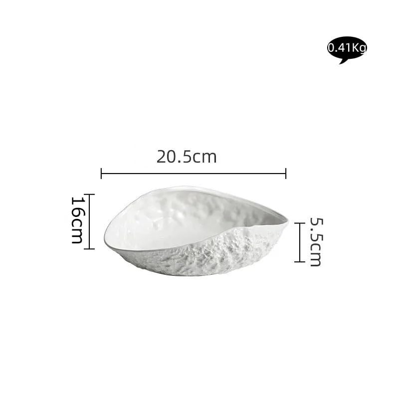 Platos Grandes Modernos con Diseño De Roca, Plato Hondo Ovalado Blanco Puro, Plato De Cocina Minimalista, Plato Principal De Cerámica, Vajilla, Platos Apilables.，A 8inch