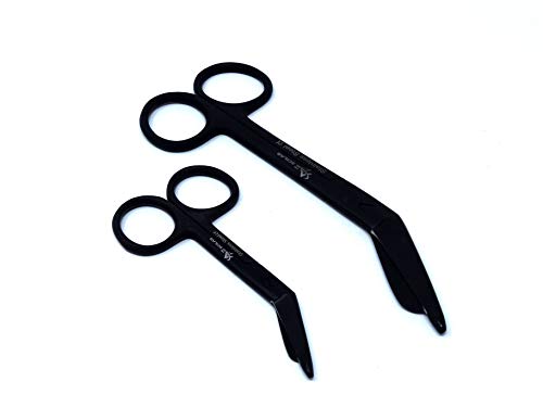 Set of 2 Heavy Duty Nurse Doctor Medical Lister Bandage Scissors Shears (A2ZSCILAB) (All Black 5.5