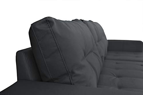 Sofas and More TOMMY CORNER SOFA BED IN BLACK FAUX LEATHER