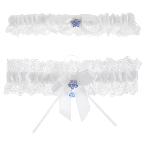 2 Stück Weiße Strumpfband für Braut,Strumpfband Hochzeit mit Weißer Spitze,Brautstrumpfband,Hochzeit-Strumpfband,Bandelettes,Geschenk für...