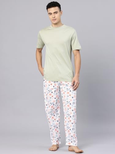 Image of Majestic Man Men's Printed Pure Cotton Lounge Pyjama | Comfort Fit | Elastic Waist with Drawstring | 3 Pockets | Button Closure