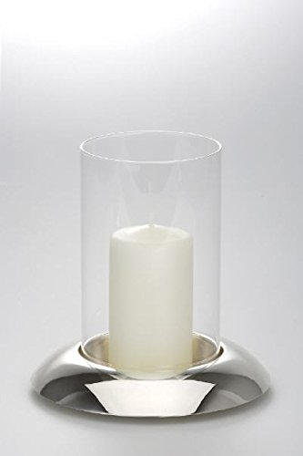 Tischwindlicht versilbert und anlaufgeschützt mit Klarglas (H 18 x D 17 cm), hochwertiges Qualitäts