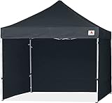 ABCCANOPY Pop Up Gazebo With Side Panels and Door Wall Commercial Shelters Instant Shade And Block Rain, Bonus Upgraded Roller Bag, 4 Weight Bags, Stakes and Ropes(2.5x2.5M,Black)