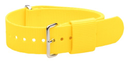 Clockwork Synergy, LLC 18mm Ballistic Ss Nylon Loop Solid Yellow Interchangeable Replacement Watch Strap Band