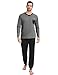 Marvmys Herren Schlafanzug Lang Baumwolle Winter Pyjama Set Schlafanzüge Männer Langarm Shirt mit Brusttasche Pyjamahose mit Tasche und Bündchen dunkelgrau M