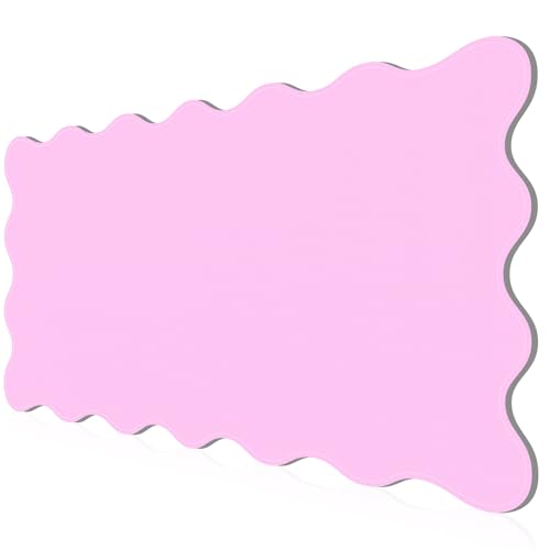 Image of PU Leather Desk Pad, Scalloped Non-Slip Mouse Pad & Large Desk Mat Cover Stitched Edges Writing Pad for Office, Home - Waterproof, Easy to Clean, Durable Surface I 31.4 inchx15.7 inch, Bonbon Pink