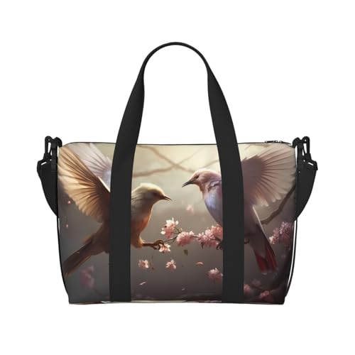 Phayah Bird On Flower Branch Crossbody Travel Bag Overnighter Duffel Bags Carry On Size Ideal For School Or Overnight Travel Bag