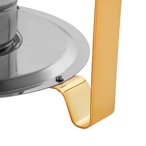4.5L Abnehmbaren Edelstahl Rund Speisenwärmer 4er Minimalistisch Chafing Dish Set Wärmebehälter für Restaurants, Buffets, Hotels Warmhaltebehälter Buffetwärmer 41x25cm – Bild 7