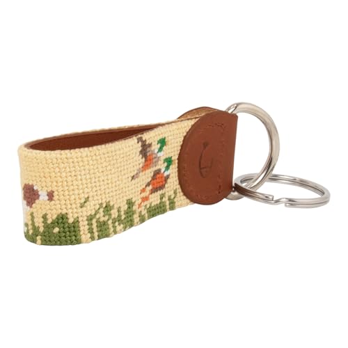 Image of Leather Hand-Stitched Needlepoint Key Fob or Key Chain