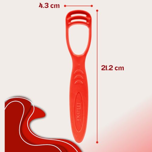 Image of MAXI Handle Tongue Cleaner for Adults & Kids with Travel Case | BPA Free, Multicolor Plastic Tongue Scraper for Oral Hygiene, Removes Bad Breath & Bacteria, Easy Grip Handle (Pack of 6)