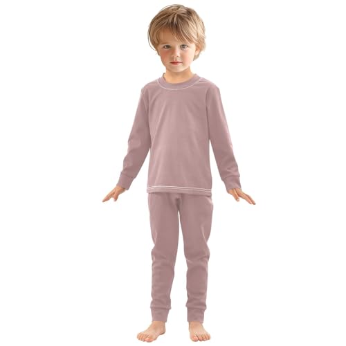 Rosy Brown Long Sleeve Pajamas Set Sleepwear Jammies 2pcs Set Pjs Rosy Brown