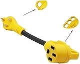 RV Electrical Power Adapter Dogbone 30Amp Male to 50Amp Female,RV Camper Extension Cord with Handle Grip - NEMA TT-30P to 14-50R,12-inch(30M/50F)