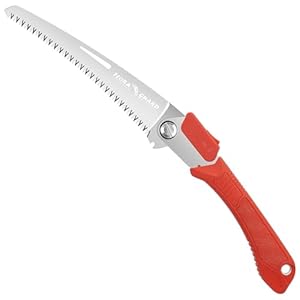 FLORA GUARD Folding Saw, Heavy Duty 8 Inch Blade Hand Saw, Quality SK-5 Steel, Curved Blade Hand Saw for Wood Camping, Dry Wood Pruning Saw With Razor Tooth（HS1039-Red）