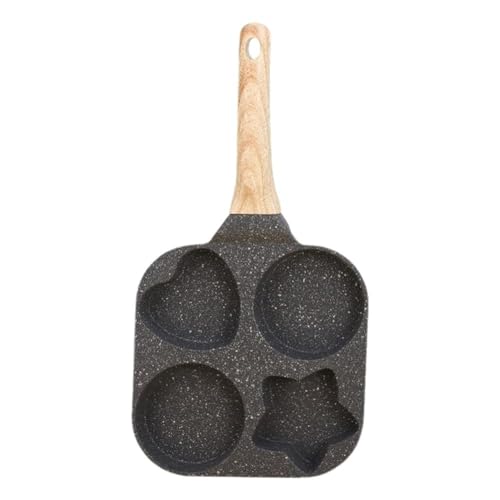 1 juego de sartenes de 4 agujeros con asa, sartén antiadherente para huevos, sartenes multiuso divididas para huevos para freír en forma de desayuno antiadherente